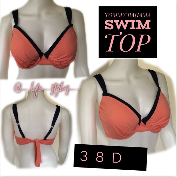 Tommy Bahama Other - Tommy BAHAMA PEACH & NAVY Bathing Suit Top 38D